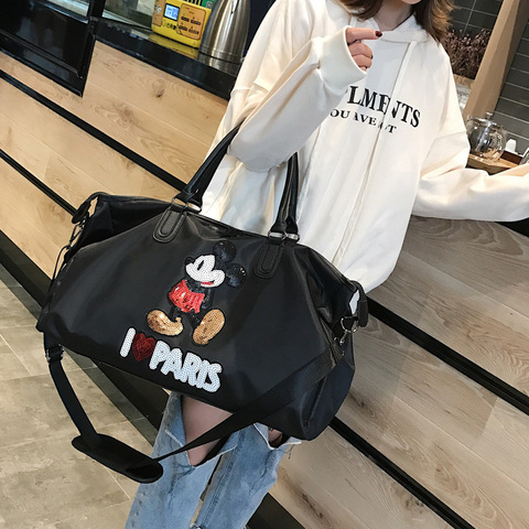 Disney new fashion travel bag waterproof sequined Mickey Mouse gym bag portable large capacity shoulder bag ► Photo 1/5