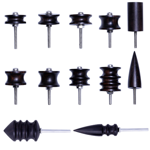 LMDZ 12 Stlye Ebony Wood Leather Edge Electric Polishing Slicker Leather Craft DIY Tools Pointed Tip Burnisher Grinding Head Set ► Photo 1/6