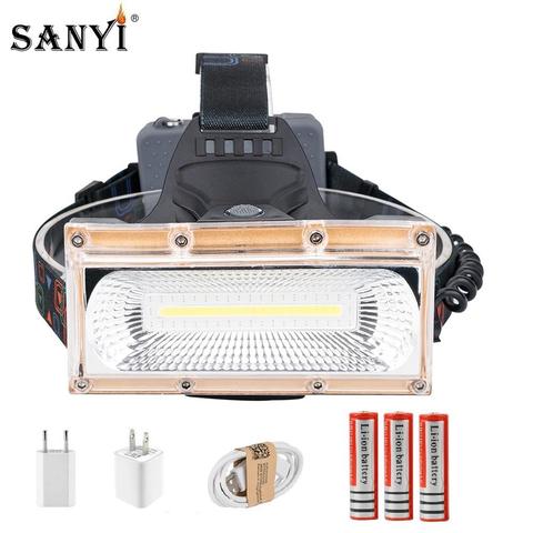 USB Power COB LED Headlight Headlamp USB Rechargeable Head Lamp Torch 3-Mode 18650 Battery Waterproof Hunting Fishing Lighting ► Photo 1/6