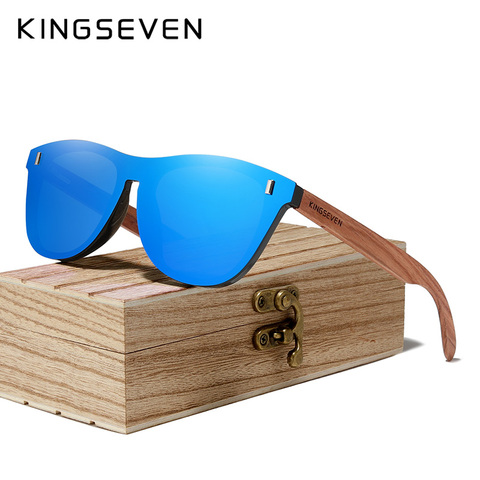 KINGSEVEN Patented Design Bubinga Wood Sunglasses Vintage Integrated Polarized Men's Natural Wooden Eyewear Accessories N5510 ► Photo 1/6