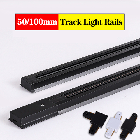 Aluminum Track Rail 0.5M 1M 2 wire Led Track Light Rails Straight/L Connector Jointer Led Rail For Store Home Spotlight Lighting ► Photo 1/6