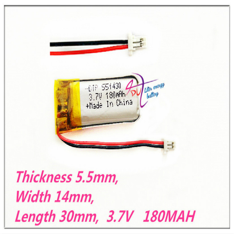 XHR-2P 1.0 551430 3.7V 180mAh 551429 Lithium Polymer LiPo Rechargeable ion cells For Mp3Mp4 Mp5 DIY PAD E-book bluetooth headset ► Photo 1/1