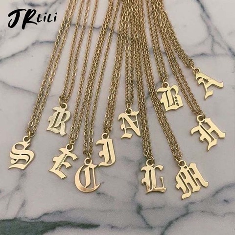 initial necklace for women letter necklace women Gold Chain stainless steel necklaces old english font chains Christmas gift ► Photo 1/6