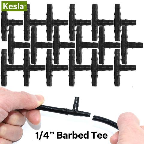 KESLA 100-500PC Plastic Dripper Watering grows Tee 1/4 Inch Hose Connector Joint Hose Outdoor Irrigation Tools for 4mm/7mm Hose ► Photo 1/6