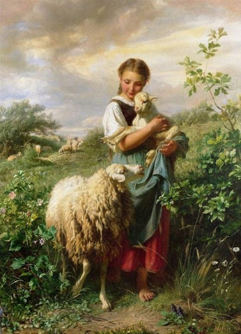 The Shepherdes -Girl Counted Cross Stitch Kits Needlework Embroidery Crafts 14ct Unprinted Aida DIY Arts Handmade Home Decor ► Photo 1/6