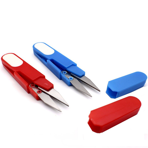 I Pcs Plastic Handle Safety Cover Sewing Scissors Thread Embroidery Cross-stitch Cutter Cutter U Shape Scissor DIY Supplies Tool ► Photo 1/6