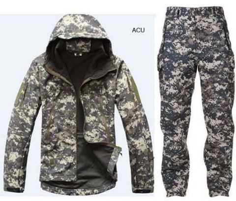 Camouflage Hunting Clothing Shark Skin Soft Shell Lurker Tad V 4.0 Outdoor Tactical Military Fleece Jacket + Uniform Pants Suits ► Photo 1/6