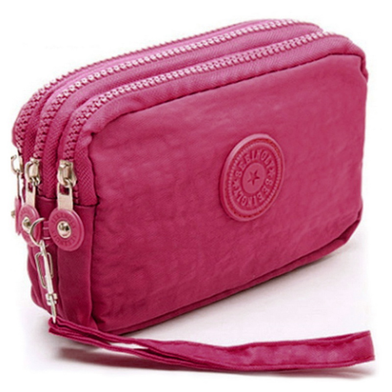 Women Canvas 3 Layer Large Capacity Clutch Purse Zipper Coin Handbag Wallet 