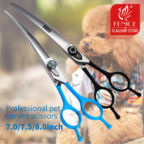 Fenice 7.0/7.5/8.0 inch Professional Pet Grooming Scissors Japan 440C Curved Puppy Dog Hair Cuttinf Shear ► Photo 1/6