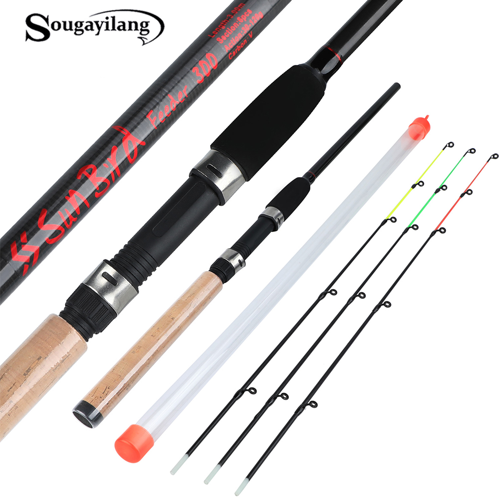 Fishing Rod 99% Carbon Feeder Rod 3 Section C.W 40-120G 3.3M 3.6M 3.9M with 3 Rod Tips Standard Baitcasting Lure Fishing