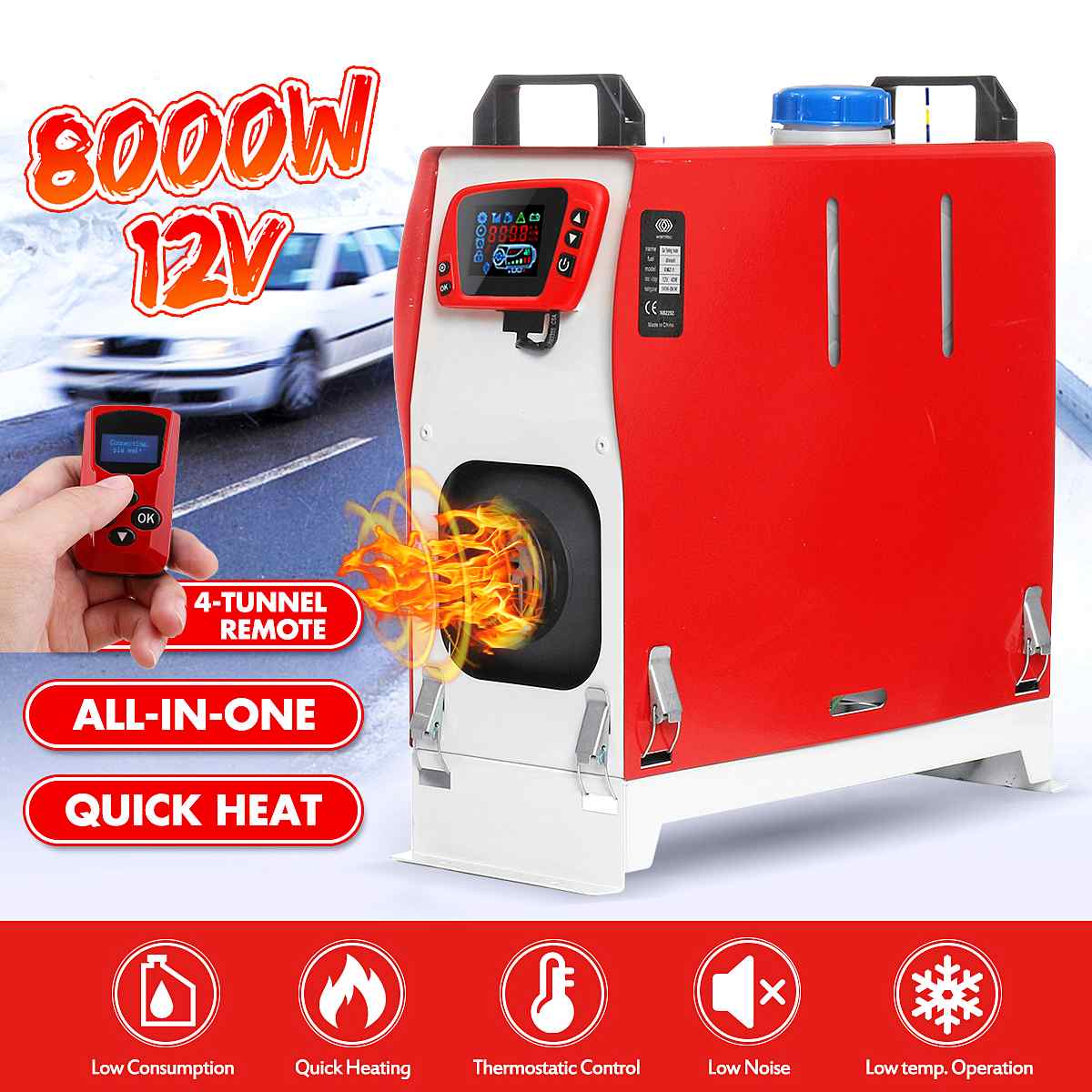 Warmtoo All In One 12V 8KW Metal Diesel Air Heater Car Parking Heater For Trucks 