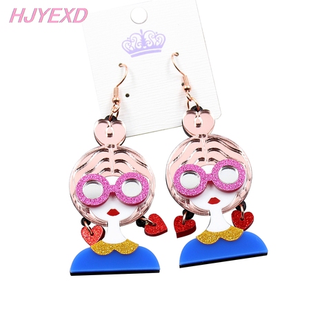 (1pair) HP058- Fashion Girl Glittered And Bling Laser Cutout Jewelry Acrylic Girl Collection Statement Earrings ► Photo 1/5