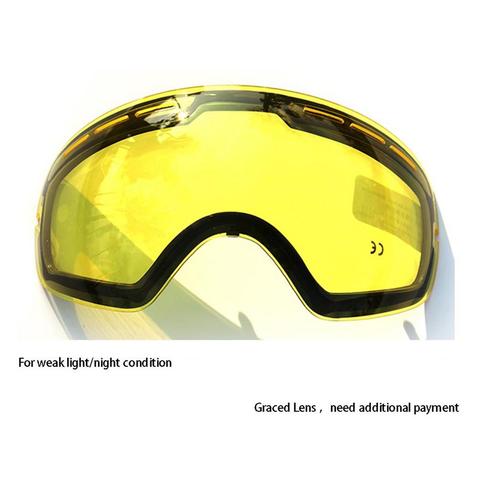 GOG 201 Lens Yellow Graced Magnetic Lens For Ski Goggles Anti-fog Spherical Ski Glasses Night Skiing Lens ► Photo 1/6