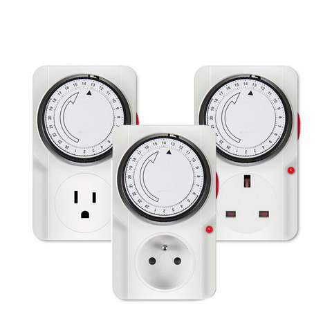 24 Hour Cyclic Timer Switch Kitchen Timer Outlet Loop Universal Timing Socket Mechanical Timer 230VAC 3500W 16A UK EU CN US Plug ► Photo 1/6