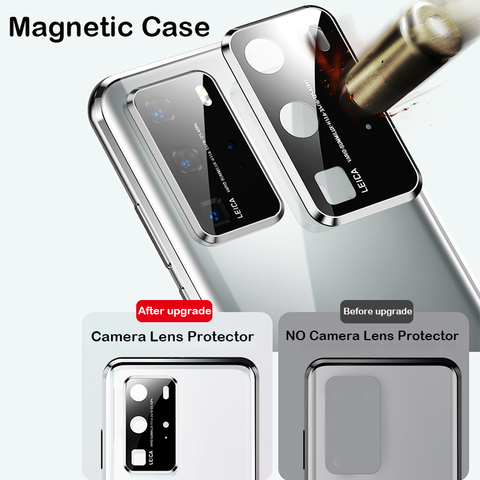 Magnetic Case For Huawei P40 Pro Plus Coque Mate30 20X Nova7 Honor X10 MAX 30S V30 Camera Lens Glass Protector Metal Bumper Case ► Photo 1/6