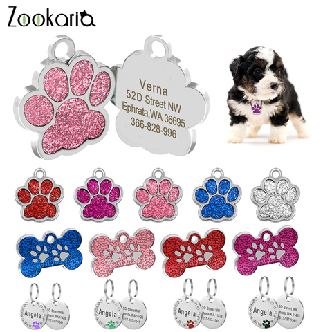 Anti-lost Custom Dog ID Tag Engraved Pet Dog Collar Accessories Personalized Cat Puppy ID Tag Stainless Steel Bone/Paw Name Tags ► Photo 1/6