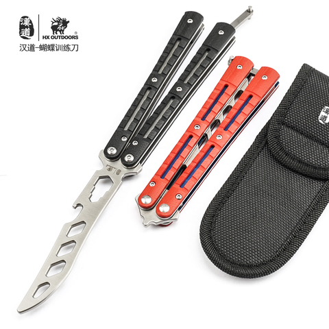 HX OUTDOORS Butterfly training knife, coach knife, camping multi-tool knife, G10 tool holder 3cr13mov blade ► Photo 1/6