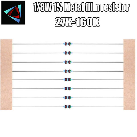 100pcs 1/8W 1% Metal film resistor 27K 30K 33K 36K 39K 43K 47K 51K 56K 62K 68K 75K 82K 91K 100K 120K 150 160K ohm ► Photo 1/1