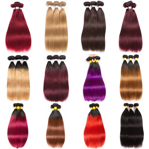 Brazilian Human Hair Weave Bundles Brown Straight Colored Human Hair Bundles Remy Burgundy Red Human Hair Extensions ESTRELLA ► Photo 1/6