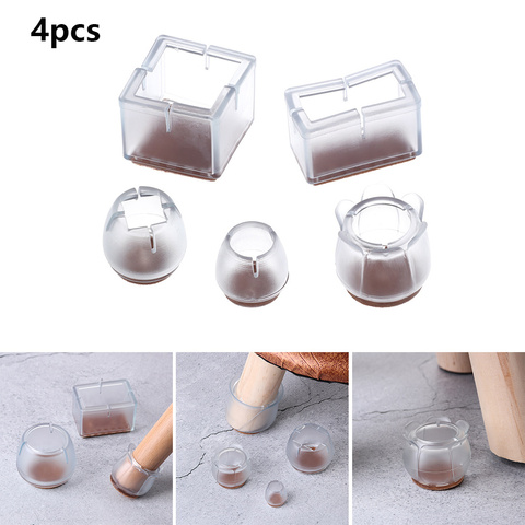 4Pcs Chair Leg Caps Assorted Round Square Rectangle Silicone Floor Protector Furniture Table Feet Cover Anti-slip Furniture Mute ► Photo 1/6