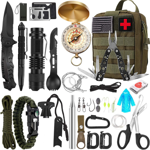 Emergency Outdoor Survival Tool 32 in 1 Survival Gear Tactical First Aid Camping Equipment Supplies Kits for Men Families Hiking ► Photo 1/6