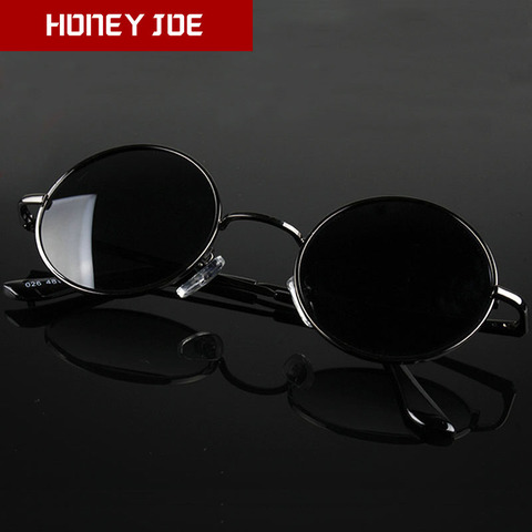 Retro Vintage Round Polarized Sunglasses Men Women Brand Designer Male Female Sun Glasses Metal Frame Black lens Eyewear Driving ► Photo 1/6