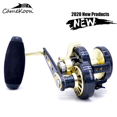 CAMEKOON saltwater fishing reel left/right handle slow Jigging wheels Trolling fishing wheel up to 32kg max drag all metal wheel ► Photo 1/6