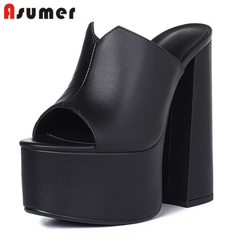 ASUMER 2022 genuine leather sandals women fashion brand thick high heel party Night Club Shoes sexy platform sandals ladies ► Photo 1/6