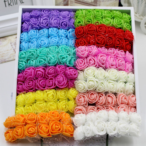 36/72/144pcs 2cm Decorative Teddy Bear Rose PE Foam Artificial Flower Bouquet For Home Wedding Decoration DIY Wreath Fake Flower ► Photo 1/1