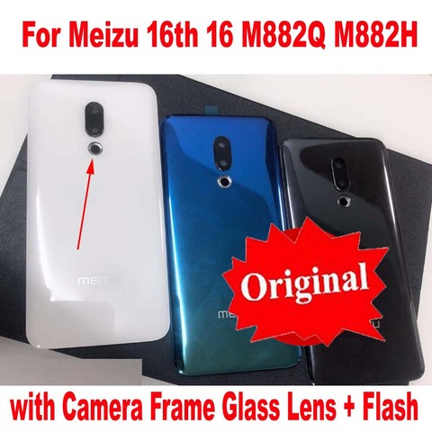 100% Original Back Battery Cover Housing Door Lid Rear Case For Meizu 16 16th M882Q Shell with Camera Frame Glass Lens + Flash ► Photo 1/2