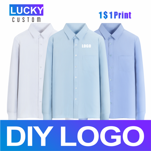 LUCKY 2022 new business shirt personalized group custom embroidered men's and women's shirts with high quality long sleeves ► Photo 1/6