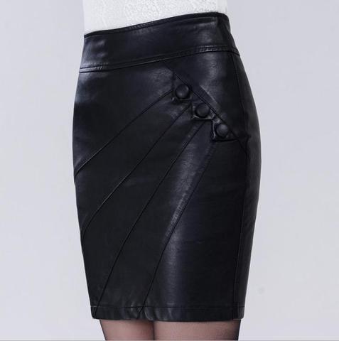 M/5Xl Women's Leather Skirts Spring Summer Slim Black Pencil Skirt Bodycon Large Size Sexy Package Hip Mini Skirt Saias K1229 ► Photo 1/6