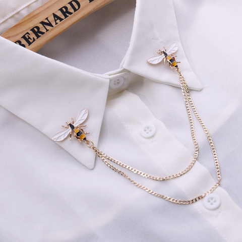 Cute Bee Vintage Brooches Pins Animal Alloy Metal Chain Brooch Broches Man Suit Shirt Collar Tassel Lapel Pin Women Jewelry Gift ► Photo 1/5