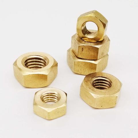 5/100pcs DIN934 Solid Brass Copper Hex Hexagon Nut for M1 M1.2 M1.4 M1.6 M2 M2.5 M3 M4 M5 M6 M8 M10 M12 Screw Bolt Metric Thread ► Photo 1/6