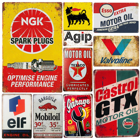 Vintage Metal Tin Signs Garage Rules Gas Oil Bar Rustic Pin Up Poster Plaque Pub Wall Decor ► Photo 1/6