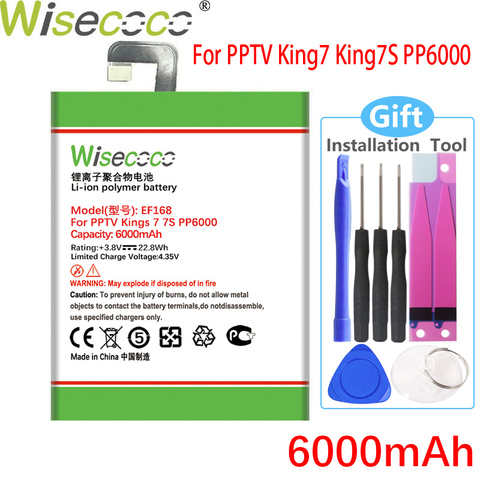 WISECOCO 6000mAh EF168 Battery For PPTV King 7 King7S PP6000 CellPhone High Quality New +Tracking Number ► Photo 1/3