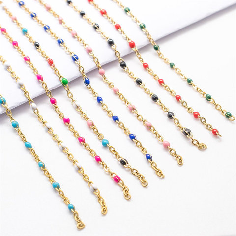 1 Meter New Stainless Steel Link Cable Chain Gold &  Enamel Chains Findings For Trendy DIY Jewelry Making Wholesale Supply ► Photo 1/6