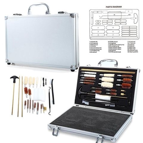 Universal Gun Cleaning Kit Gun Brush Tool Rifle Pistol Handgun Shotgun Brush Cleaner Maintenance Tools Aluminum Storage Case ► Photo 1/6