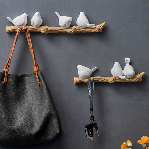 Nordic Bird Hook Decor DIY Simple Coat Rack Living Room Bedroom Bathroom Wall Hanging Hook Key Frame Home Decoration Rack Hanger ► Photo 1/6