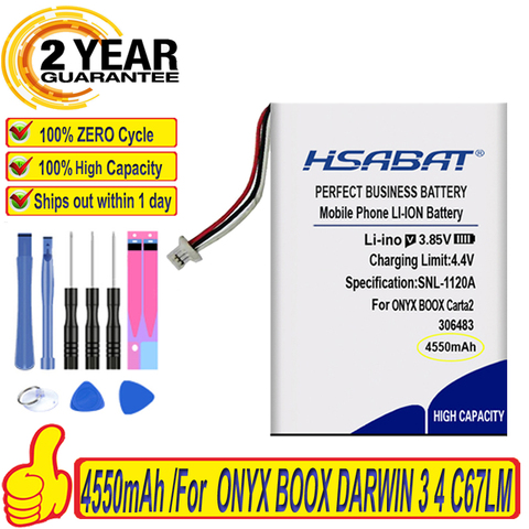 100% Original HSABAT Battery For ONYX BOOX DARWIN 3 4 C67LM E-BOOK ONYX BOOX Carta2 C67ML C63ML T76ML T76SML C65ML C65HD T68 ► Photo 1/6