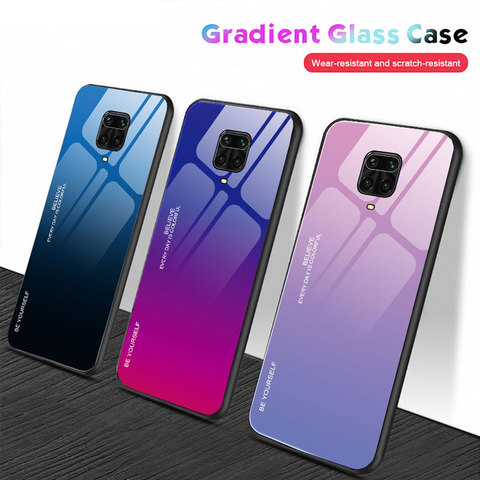 Gradient Glass Phone Case For Xiaomi Redmi Note 9 9Pro Max 9S Soft Silicone Edge Coque for Redmi Note9 Pro Colorful Cover Shell ► Photo 1/6