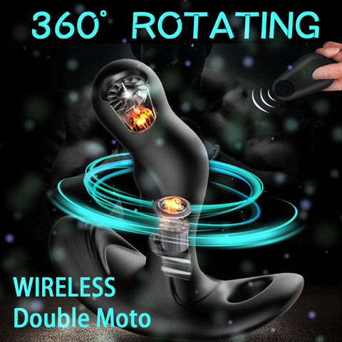 7Speeds Rotating +10Speeds Vibrating Male Prostate Massage Radio-controlled Anal Plug ButtPlug G-Spot Stimulate SM Gay Anal Toys ► Photo 1/6