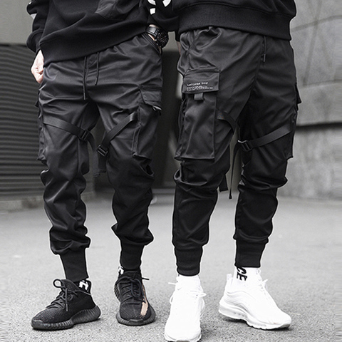 Aelfric Eden Ribbons Hip Hop Cargo Pants Men Black Pocket Streetwear Harajuku Techwear Pants Trousers Harem Joggers Sweatpants ► Photo 1/6
