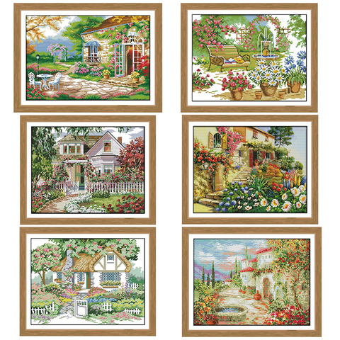 Printing pattern cross stitch kit garden villa landscape pattern 14CT11CT needlework embroidery kit DIY home decoration painting ► Photo 1/6