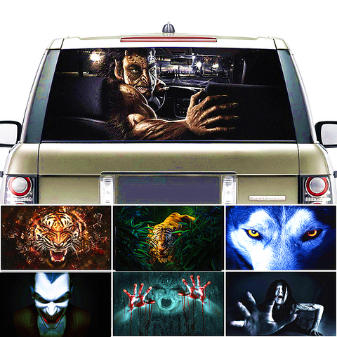 Surprising 3D Car Rear Windshield Poster - 130*70cm Waterproof One Way Vision Unique Scary Window Stickers OEM Decal ► Photo 1/6