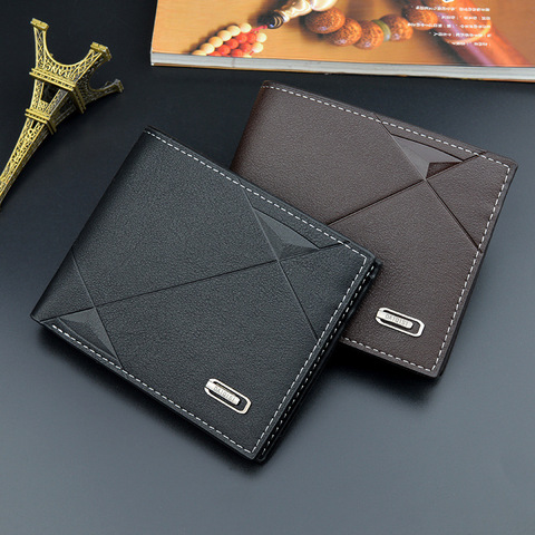 2022 New Men's Wallet Short Multi-card Coin Purse Fashion Casual Wallet Male Youth Thin Three-fold Horizontal Soft Wallet Men PU ► Photo 1/6