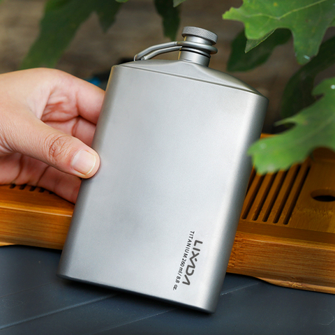 Lixada 260ml Leakproof Titanium Flask Alcohol Whisky Wine Flask with Cup Set for Outdoor Camping Backpacking Travel Picnic ► Photo 1/6