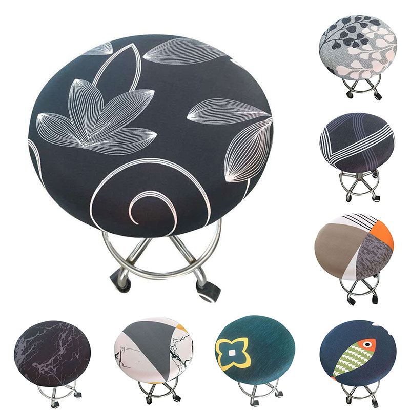 Round Chair Cover Floral Printed Bar Stool Cover Elastic Seat Cover Slipcover 
