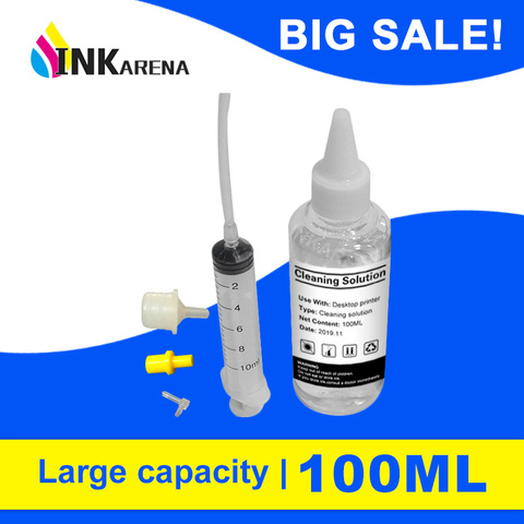 INKARENA 100ml Bottle Printhead Flush System Cleaning Liquid for HP Dye ink clean liquid Fluid tool For hp Inkjet Printer ► Photo 1/4