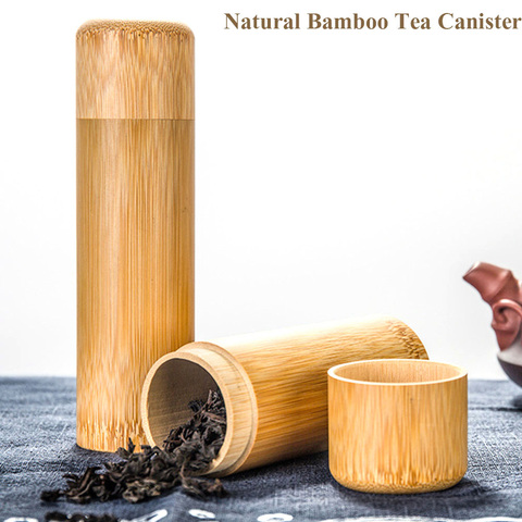 Eco-friendly Jar Portable Tea Canister Lid Handmade Natural Container Round Bamboo Storage Box Holder Tea Art Supplies ► Photo 1/6